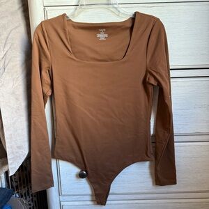 Nuuds Chocolate Squareneck Long Sleeve Bodysuit